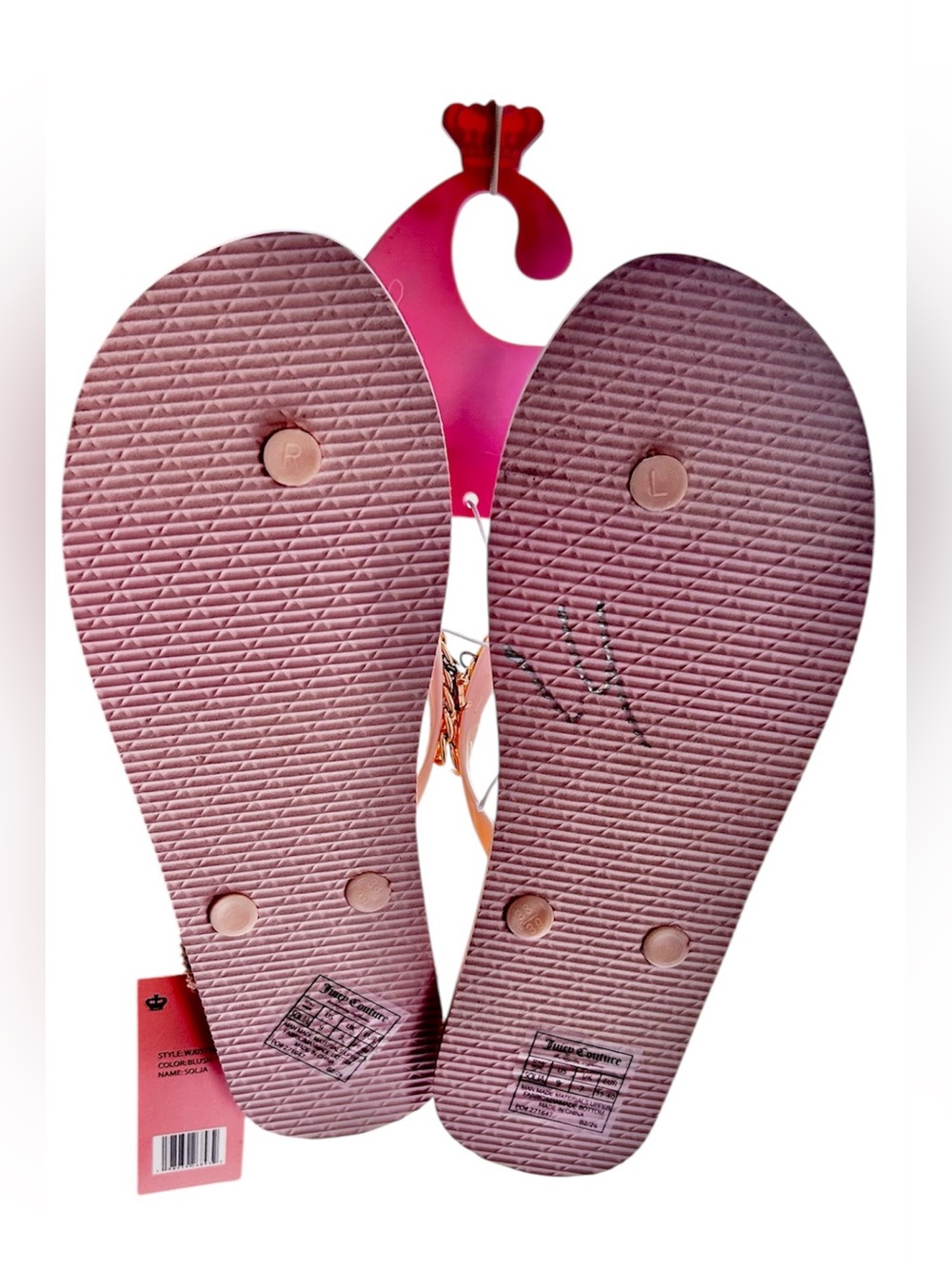 Juicy Couture Pink Y2K Charm Slide Sandals NWT Gold Chain Rhinestones Aesthetic - Picture 5 of 7